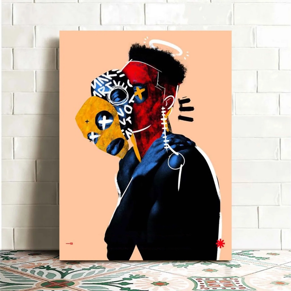 Abstract Art Print with Red, Yellow, and Blue Tones